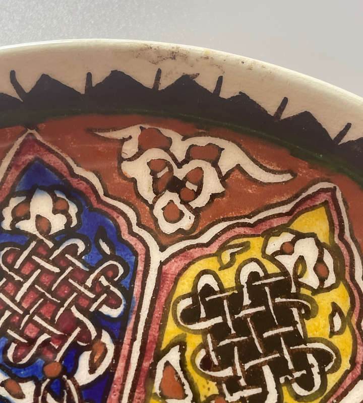 Turkish Hand-Painted Wall Plate  23 cm, Polychrome Ceramic with Moorish Design, Kütahya Mark