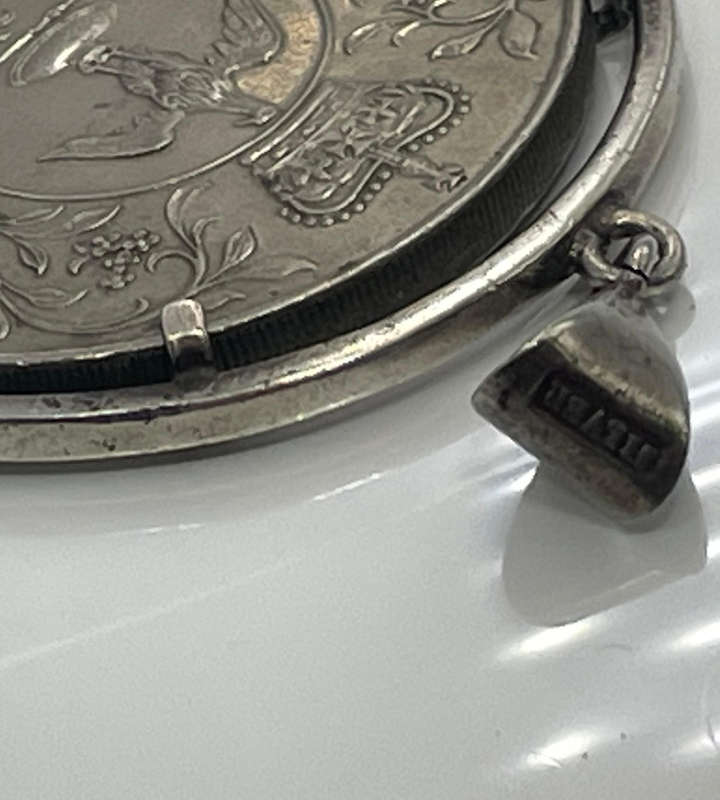 1977 Queen Elizabeth II Coin Pendant  35g, Marked Silver  Large 60mm Statement Piece