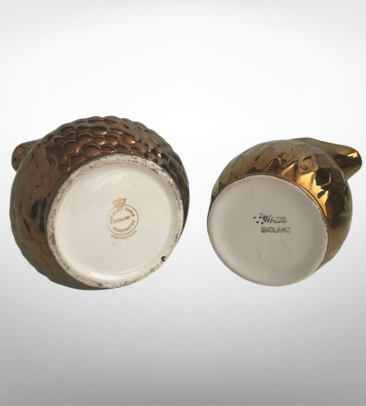 Set of 2 Vintage Small Milk Pitchers  Wade (1940s) & Oldcourt Ware (1955)  Rustic Charm