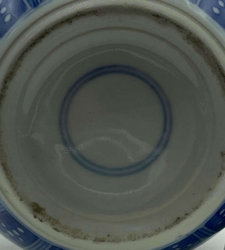 Antique Chinese Blue & White Ginger Jar  Hand-Painted Bao Xiang Hua Lotus Peony Scroll  12cm