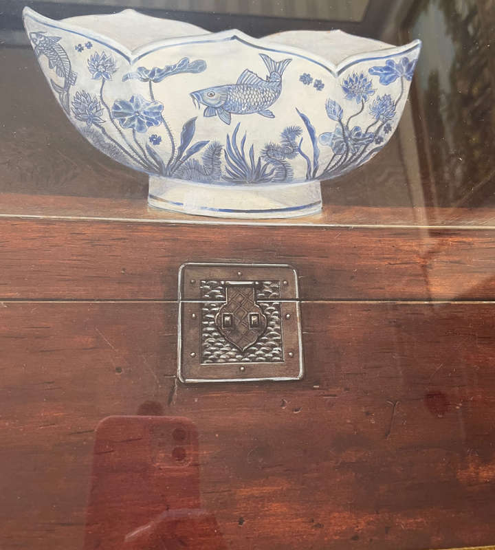 Vintage Arnie R. Fisk Framed Print  Chinese Blue and White Bowl | 69x69 cm
