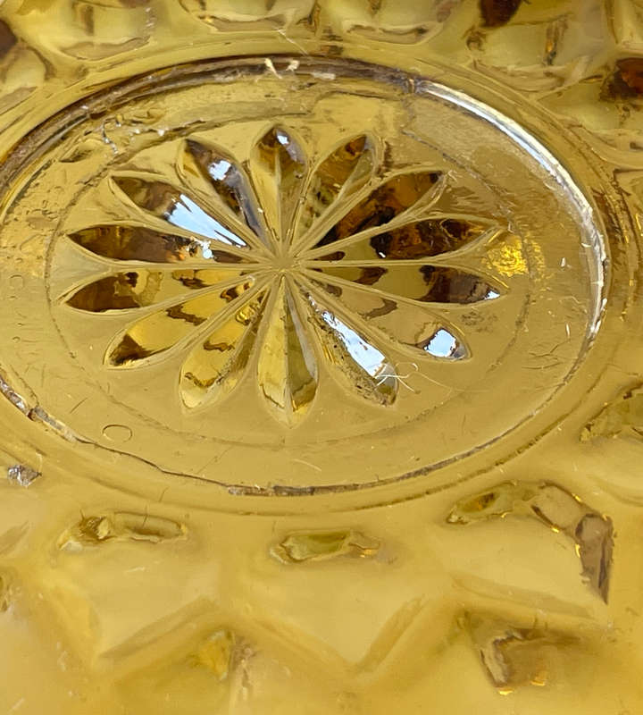 Vintage Anchor Hocking Amber Fairfield Serving Bowl Compote  Honey Amber Pressed Glass, 22.5cm