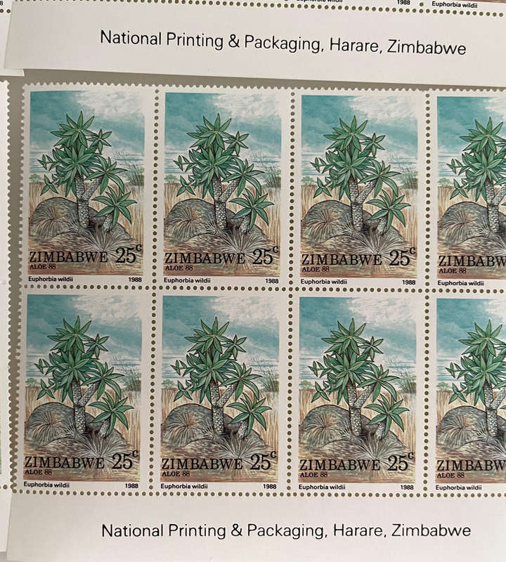 1988 Zimbabwe Aloe Stamp Lot  252 MNH Stamps  With Botanical Names  Blocks & Pairs