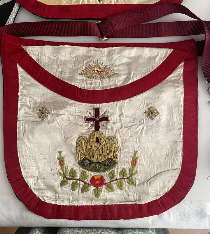 Rare Set of 4 Vintage Masonic Regalia  Rose Croix 30th Degree  Aprons & Sashes