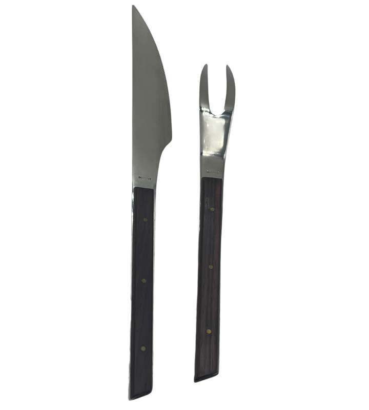 YAX Solid Stainless Steel Carving Set with Wood Handles (26 cm x 27 mm)