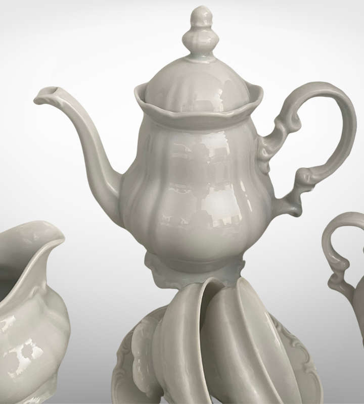 Hutschenreuther Sylvia All-White Tea Set  Crafted in Germany, Discontinued