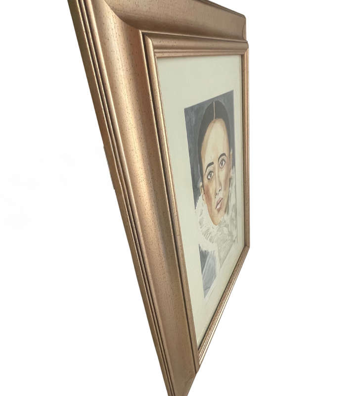 Original Watercolor Portrait of a Lady  Signed Rob 2016  Framed Behind Glass  56.5cm x 45.5cm