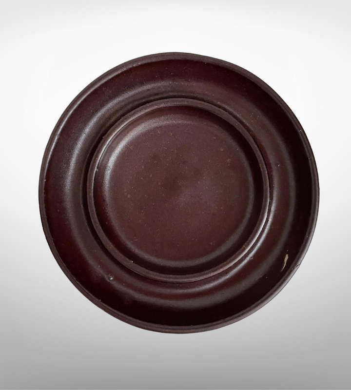 R1 Start - Terracotta Pottery Garlic or Sauce Bowl with Saucer  Brown Glazed