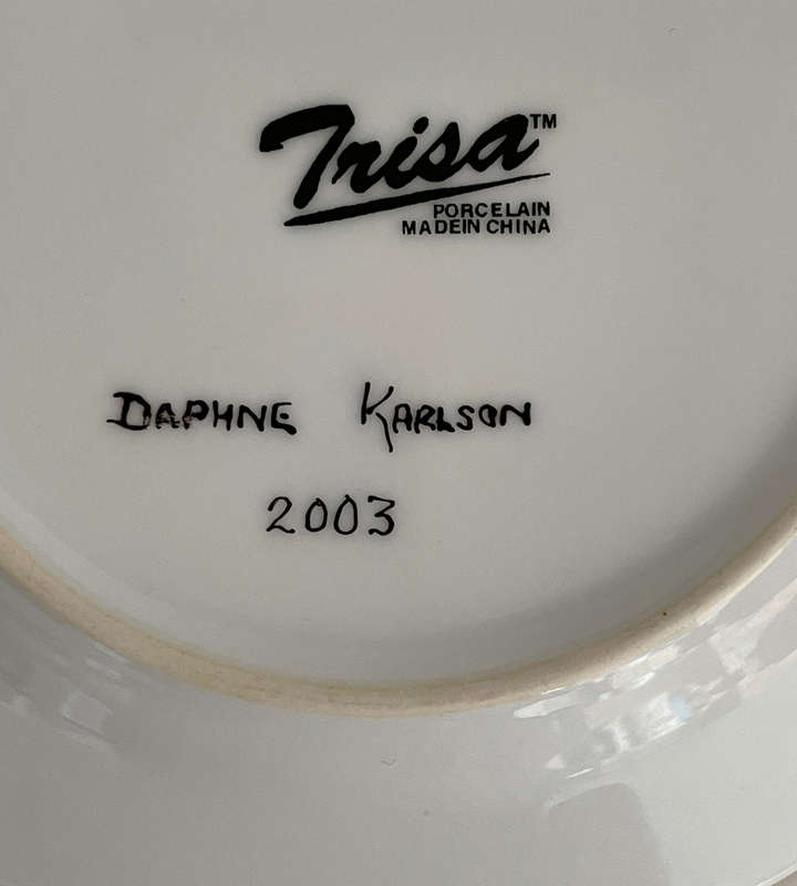 Set of 2 Hand-Painted Butterfly Side Plate Sized Wall Décor Plates by Daphne Karlson (2003)