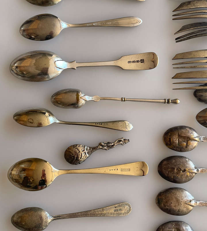 61+ Piece Vintage & Antique Teaspoons and Cake Forks Collection  Sheffield, Sweden