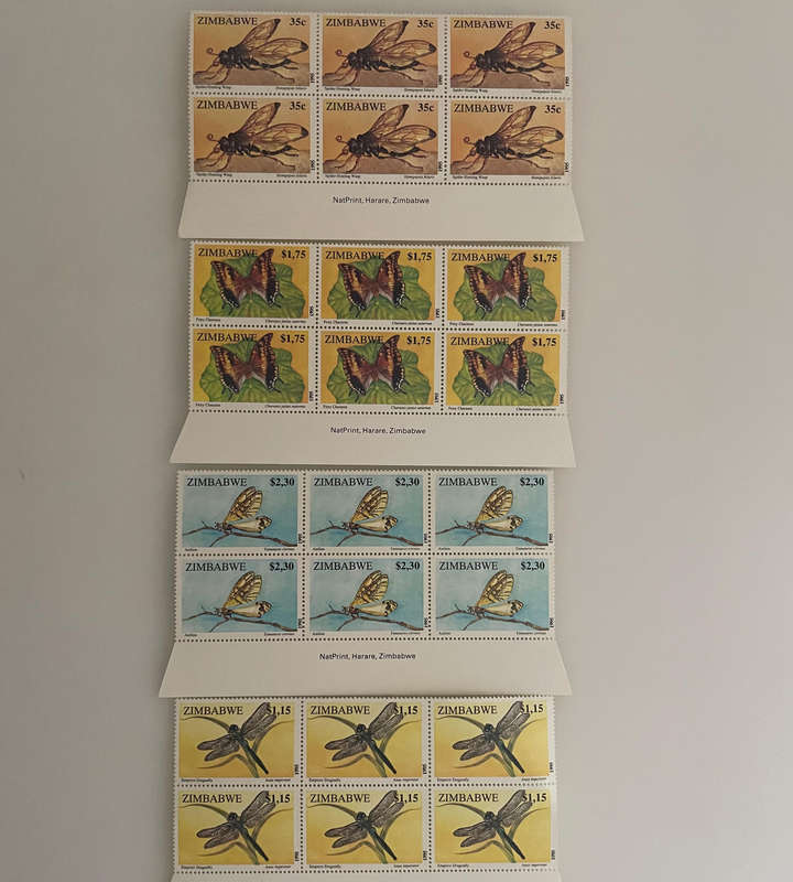 1995 Zimbabwe Stamp Lot  Insects, All-Africa Games, Currency Set  260+ MNH & CTO Blocks  Natprint
