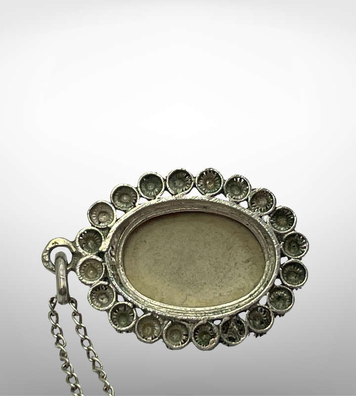 Small 925 Sterling Silver Choker Necklace with Holland Delft Style Ceramic Pendant  Dainty 39cm
