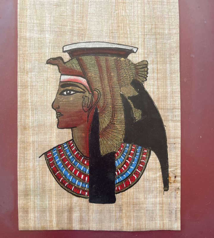 2 Piece Small 32.5cm Vintage Delta Papyrus Factory Framed Egyptian Artworks