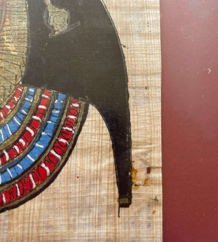 2 Piece Small 32.5cm Vintage Delta Papyrus Factory Framed Egyptian Artworks