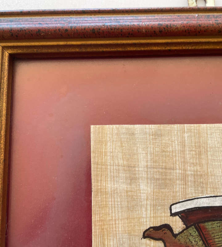2 Piece Small 32.5cm Vintage Delta Papyrus Factory Framed Egyptian Artworks
