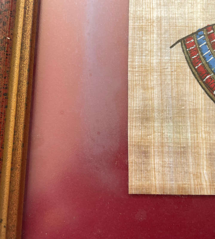 2 Piece Small 32.5cm Vintage Delta Papyrus Factory Framed Egyptian Artworks
