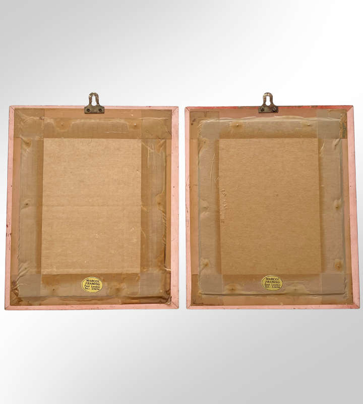 2 Piece Small 32.5cm Vintage Delta Papyrus Factory Framed Egyptian Artworks