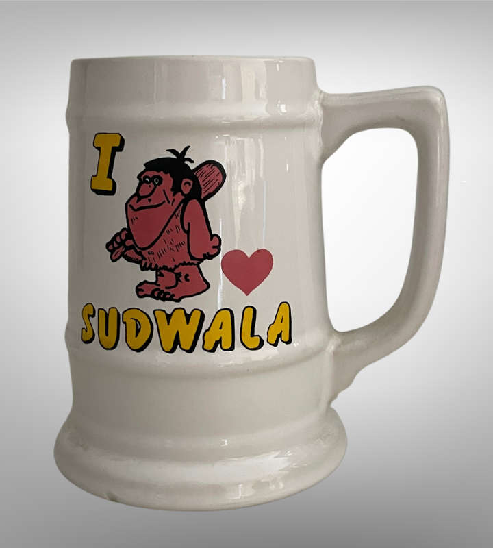 Vintage "I Love Sudwala" Caveman Ceramic Beer Mug  South Africa Tourist Souvenir