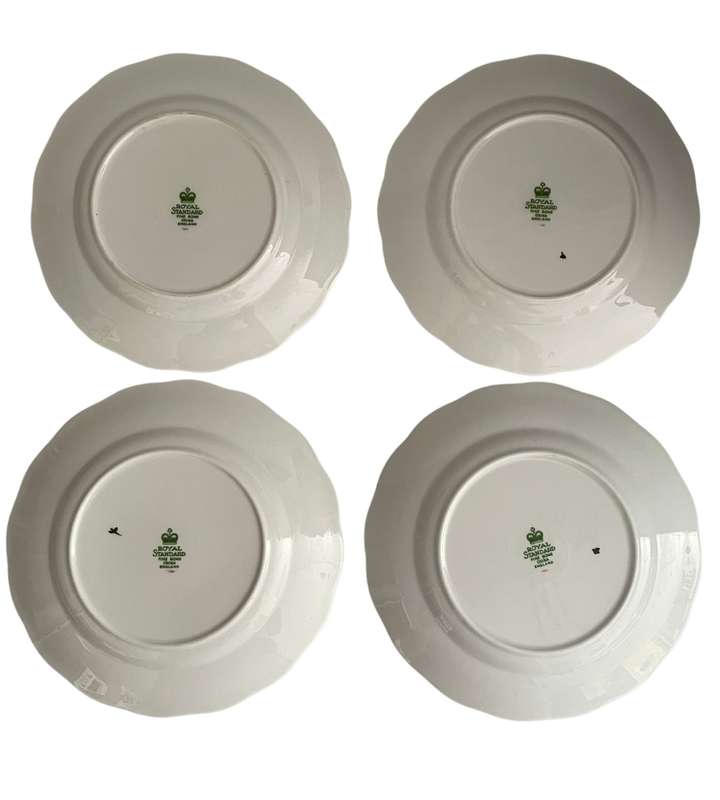Stunning Royal Standard 4 piece Green Paisley Chintz Fine Bone China Plates (1949-1966)