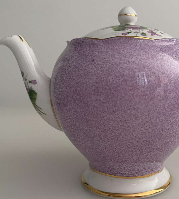 Rare 1949 Royal Standard Fine Bone China Tea Set - Purple Floral Pattern with Violet