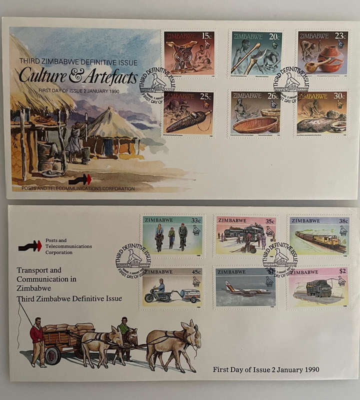 Zimbabwe FDC & Postcard Lot (19851990) | Motoring, Steam Safari, Technology, Womens Rights, Nation