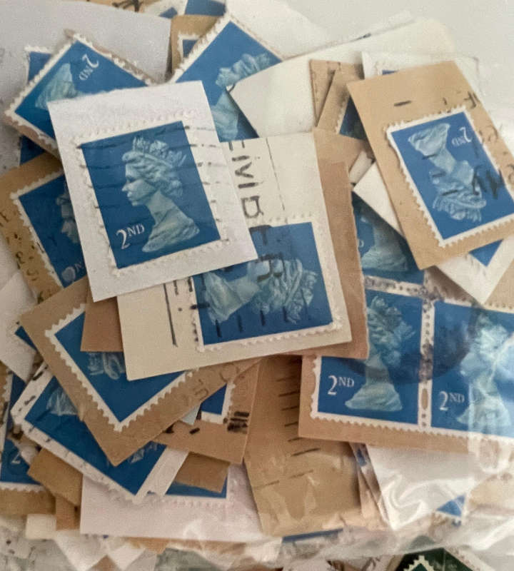 Massive Bulk Lot of UK Machin Definitive Stamps  Thousands on Paper  Lifetime Collection