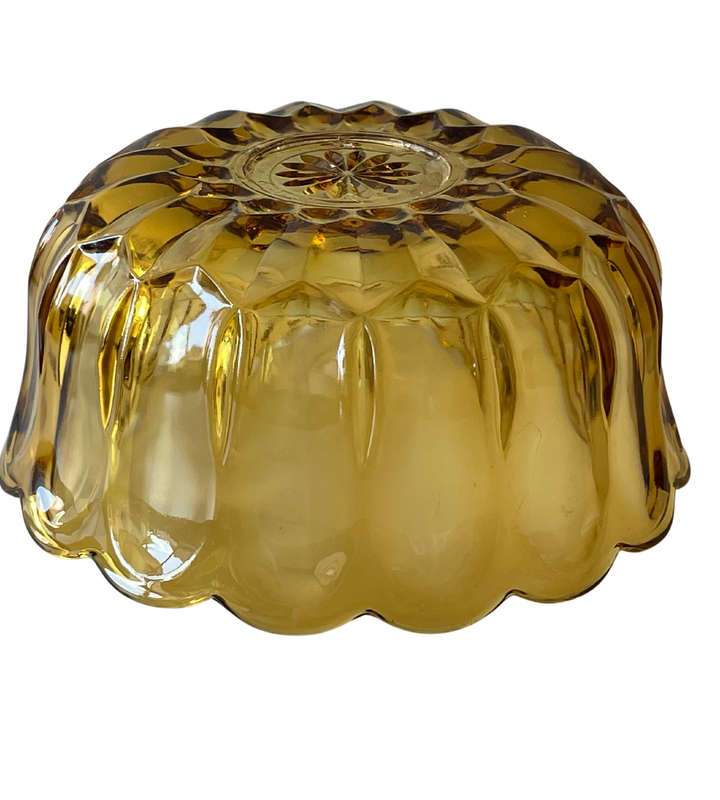 Vintage Anchor Hocking Amber Fairfield Serving Bowl Compote  Honey Amber Pressed Glass, 22.5cm