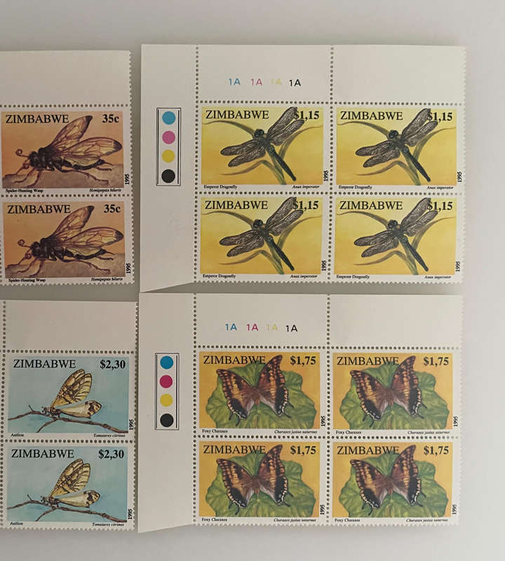 1995 Zimbabwe Stamp Lot  Insects, All-Africa Games, Currency Set  260+ MNH & CTO Blocks  Natprint