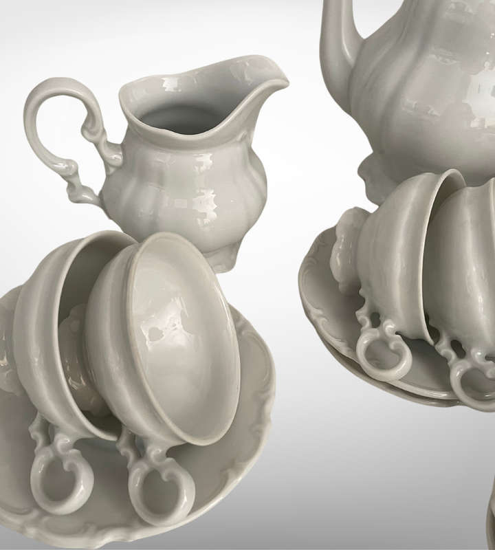 Hutschenreuther Sylvia All-White Tea Set  Crafted in Germany, Discontinued
