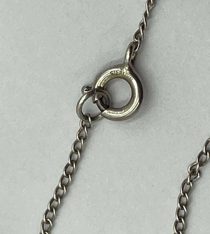 Small 925 Sterling Silver Choker Necklace with Holland Delft Style Ceramic Pendant  Dainty 39cm