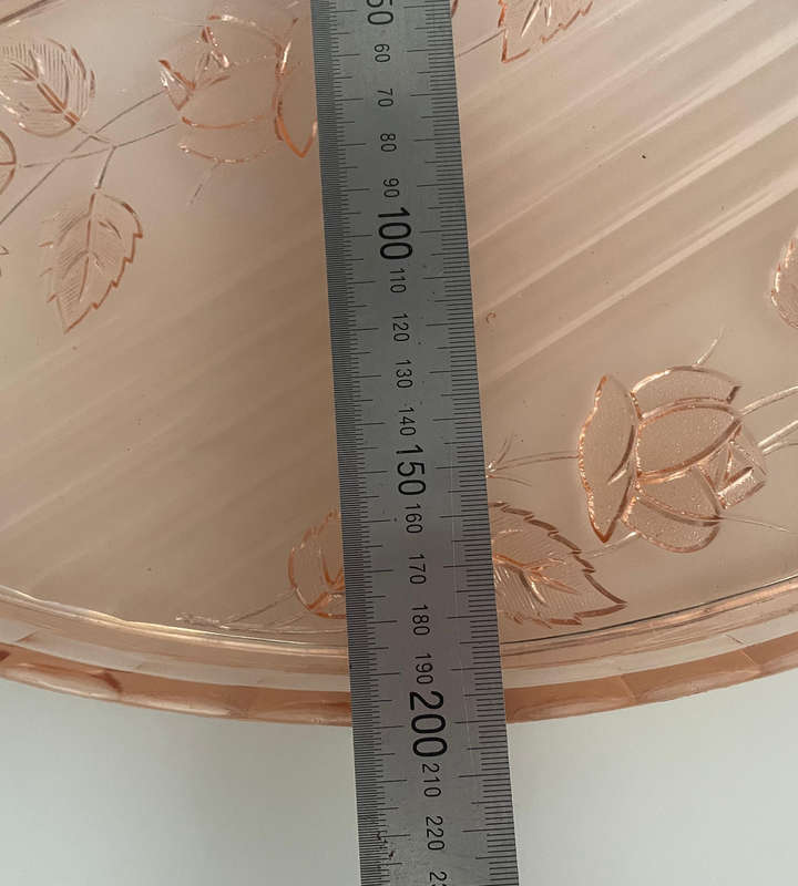 Vintage Art Deco Walther & Söhne "Waltraut" Brush Tray  Pattern 45533  Salmon Pink Pressed Glass