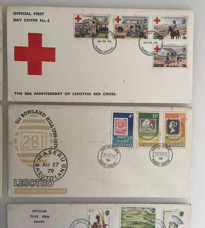 Lot of 6 Lesotho First Day Covers | 1970s1980s Commemorative FDCs | Red Cross, Royal Wedding