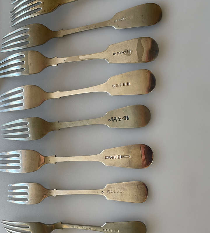 Rare Collection of 85 Antique & Vintage Silver-Plated and Nickel Silver Forks - Wellner, JR & Sons,