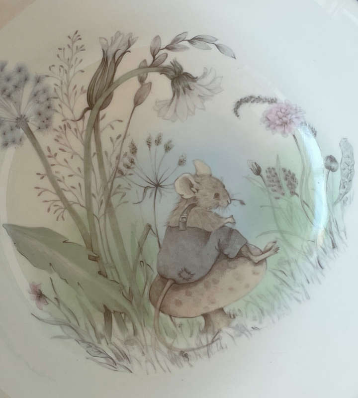 Mr. Mouse Elizabethan Fine Bone China Childrens Cereal Bowl  Hand Decorated, Blue Rim