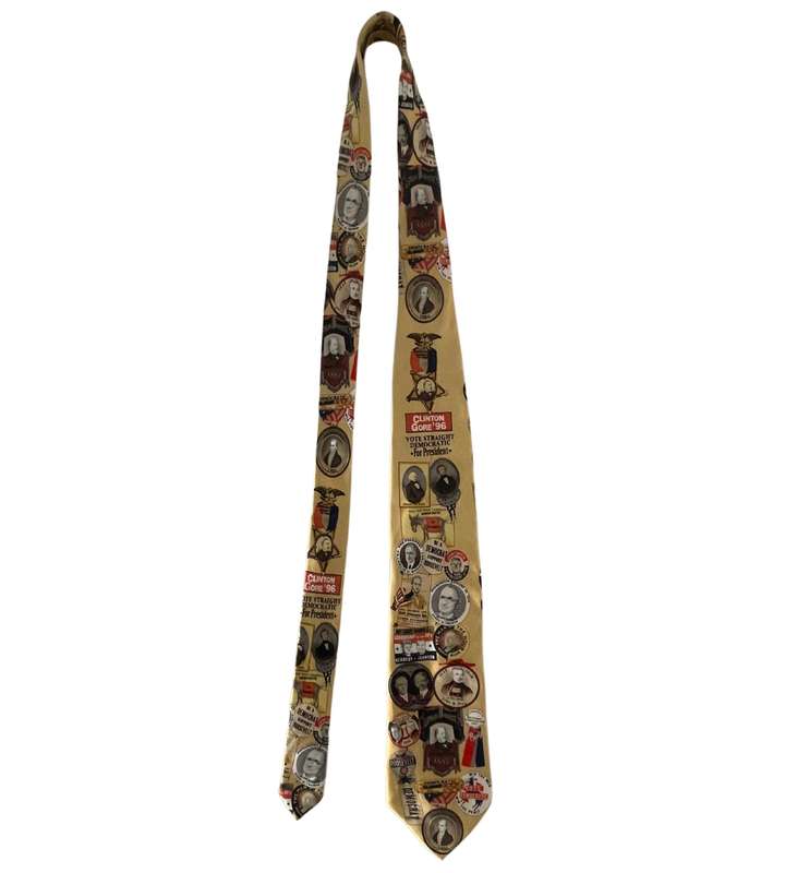 Vintage Museum Artifacts Democratic Presidential Campaign History Silk Men's Tie - Election Memorab