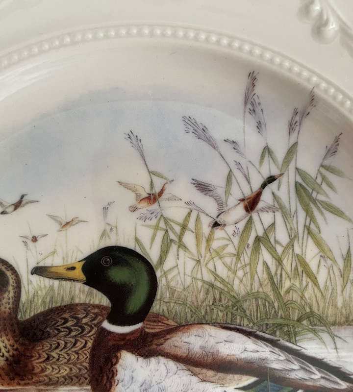 Vintage 1970s Huguenot Royale Mallard Ducks Rimmed Side Plate - 19.5 cm