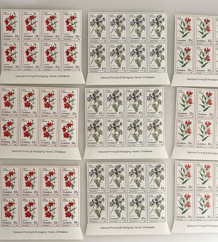 Zimbabwe Wildflower Stamps  1985 & 1989  MNH Blocks & Singles  252 Stamps Total