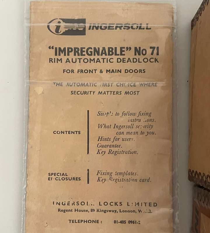 Rare Find Vintage Ingersoll "Impregnable" 10 Lever Rim Automatic Deadlock No. 71 - Unused