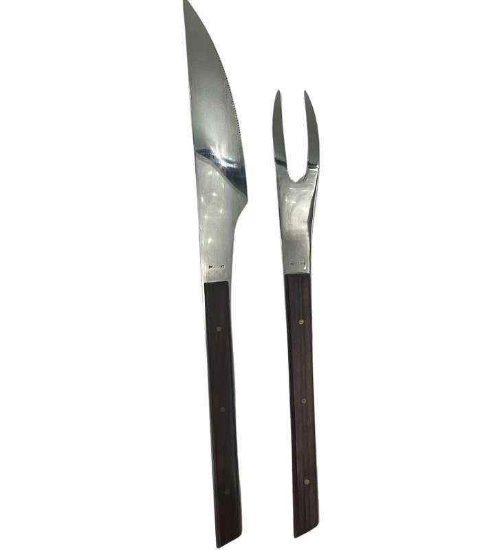 YAX Solid Stainless Steel Carving Set with Wood Handles (26 cm x 27 mm)