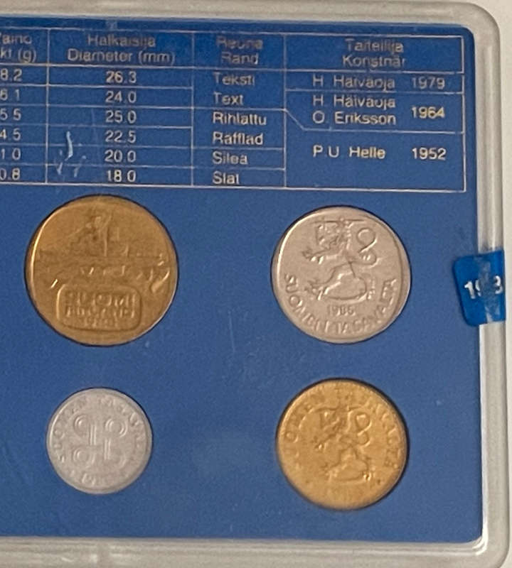1985 Finland Proof Coin Set in Slab | Complete & Encased | 14.8 x 15 x 8 cm- Reduced!
