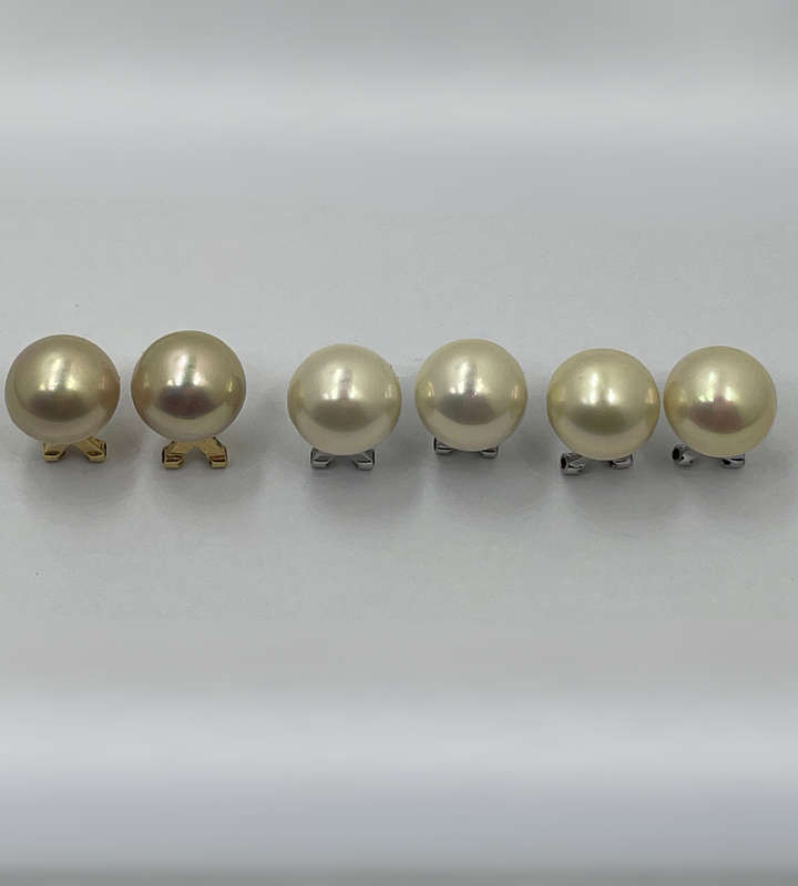 Vintage Marvella Faux Pearl Earrings - Lot of 3 Pairs - 11mm - Gold & Silver Tone