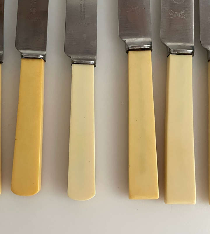6 Sheffield-Made Knives  3 Taylors Eye Witness Butter Knives in Original Box & 3 George Wo