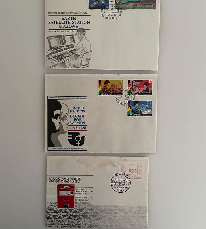 Lot of 24 Zimbabwe First Day Covers & 10 Postcards (19831992)  Wildlife, Motoring, Steam, Harare &