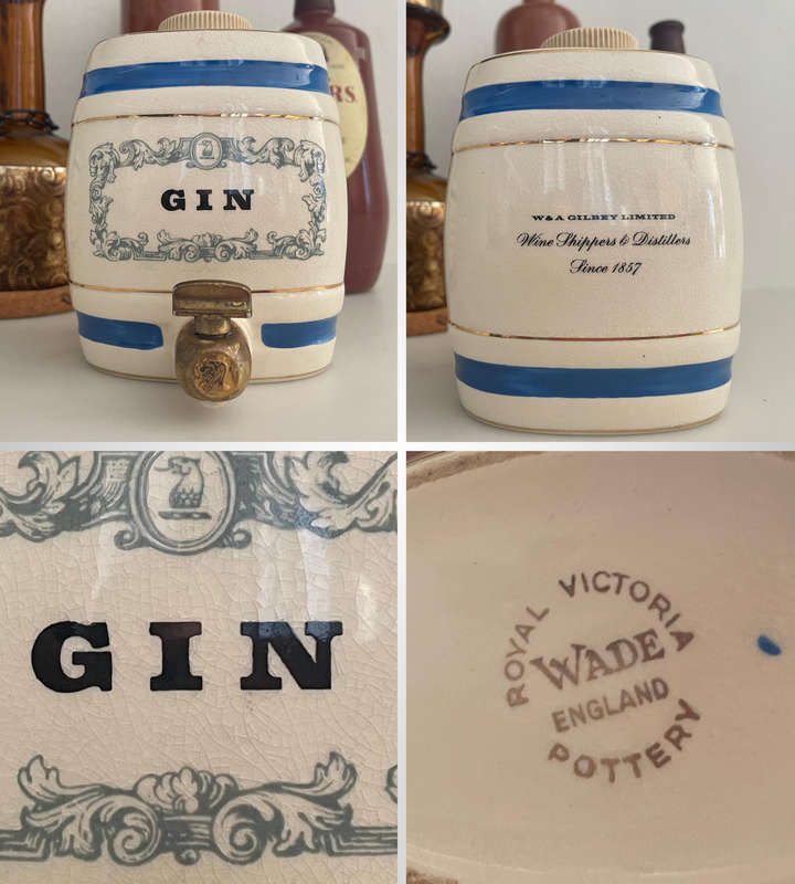 Man Cave Bar Décor Lot  Vintage Lancers Wine, Antique Steinhäger Bottles, Wade Gin & Sherry Barrels