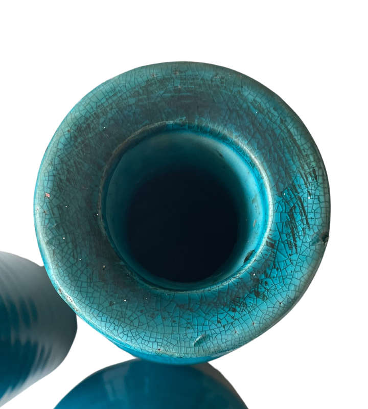 40cm Large Modern Crackle Glaze Turquoise Blue Ceramic Vases  3-Piece Set