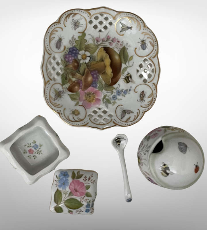 Hand-Painted Décor Collection by Marianne Fortgens (2001-2005) - Small Plate, Jar with Lid & Spoon,