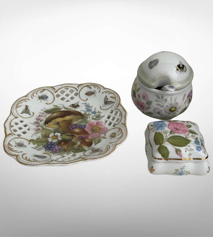 Hand-Painted Décor Collection by Marianne Fortgens (2001-2005) - Small Plate, Jar with Lid & Spoon,