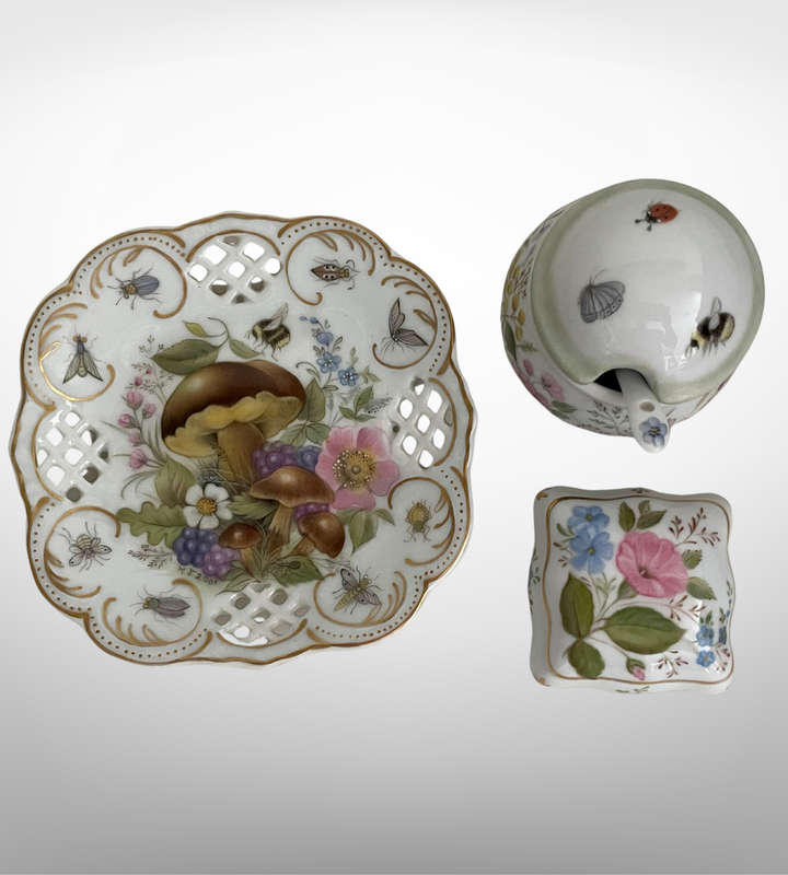 Hand-Painted Décor Collection by Marianne Fortgens (2001-2005) - Small Plate, Jar with Lid & Spoon,