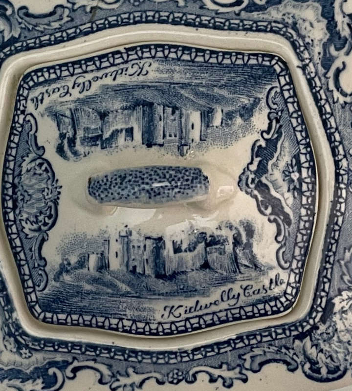 Rare Find Johnson Bros Old Britain Castles Teapot | Kidwelly & Bolsover Scenes | c.1930 | Blue & W