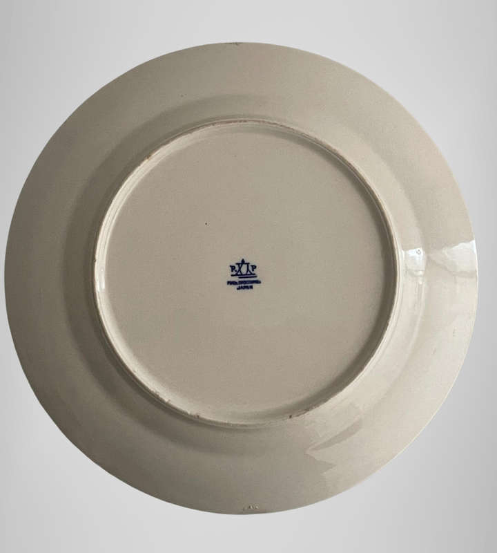 Pair of Vintage Flow Blue Dinner Plates  Made in Occupied Japan, 23.4cm (One with Large Chip)